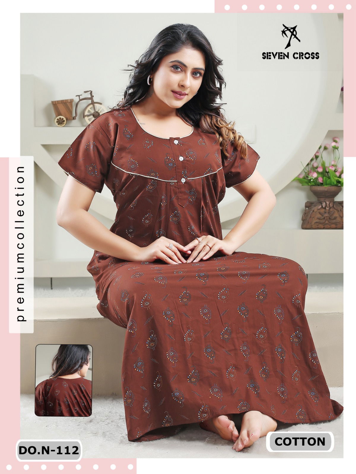 Cotton 101 Seven Cross Night Wear Printed Cotton Nighty Wholesale Market In Surat
